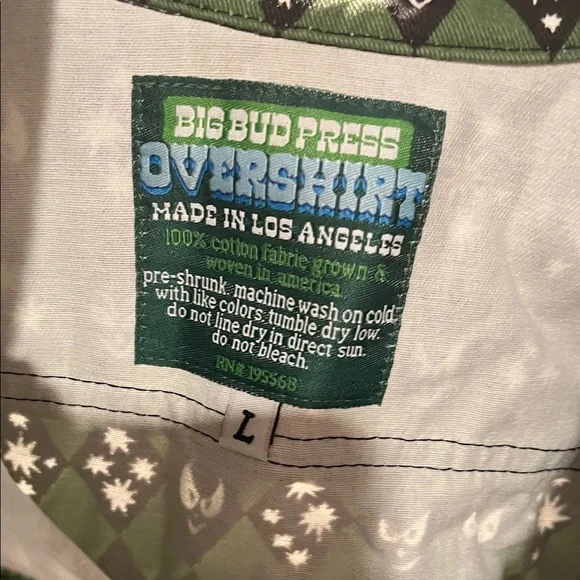 Big Bud Press Green and Black Patterned over shirt - Picture 3 of 7